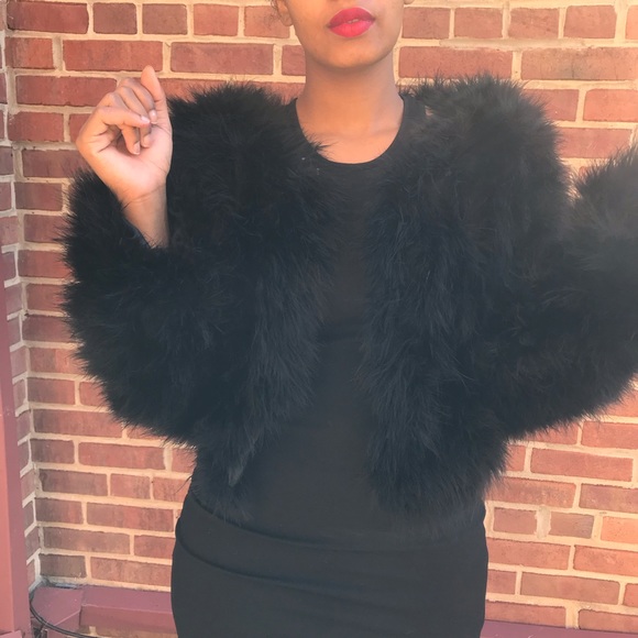 bcbg ostrich feather jacket